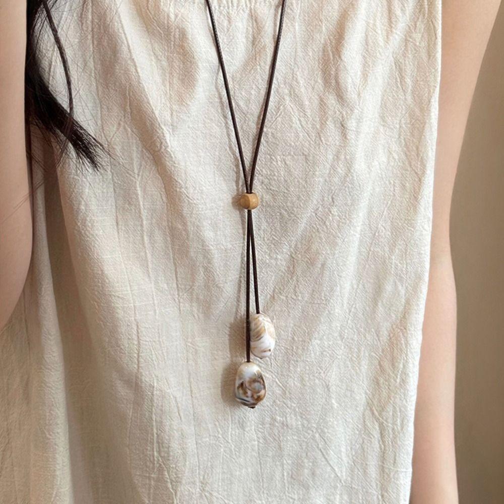 Adjustable Long Oval Necklace Resin Sweater Chain Trendy Clavicle Chain  Gift
