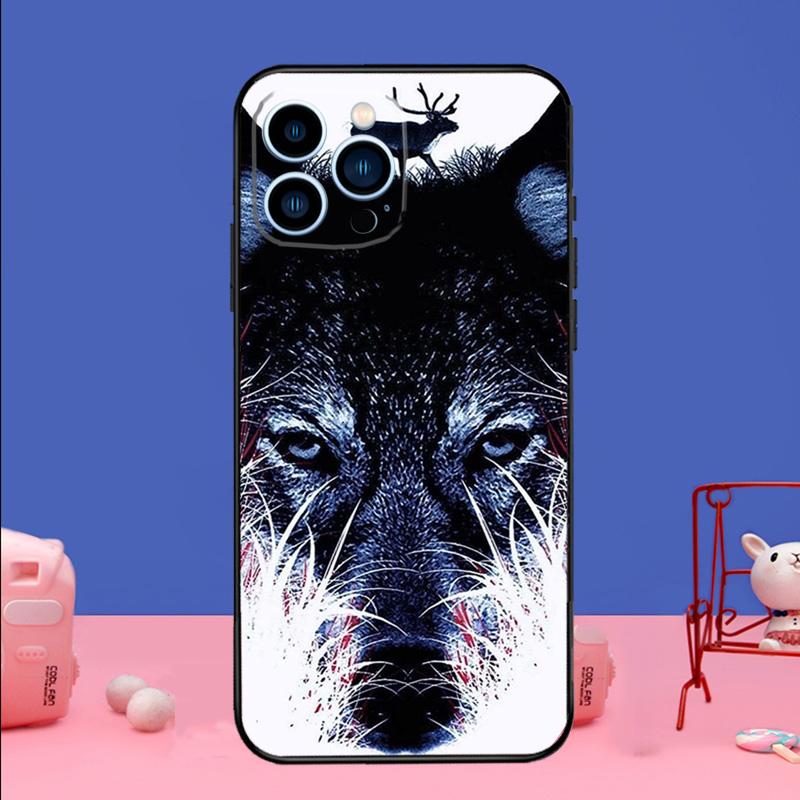 Волк арт черный Чехол для телефона Для iPhone 17 Air 16 15 14 11 12 13 Pro Max 13 mini 15 16 Plus 16e Защитный бампер