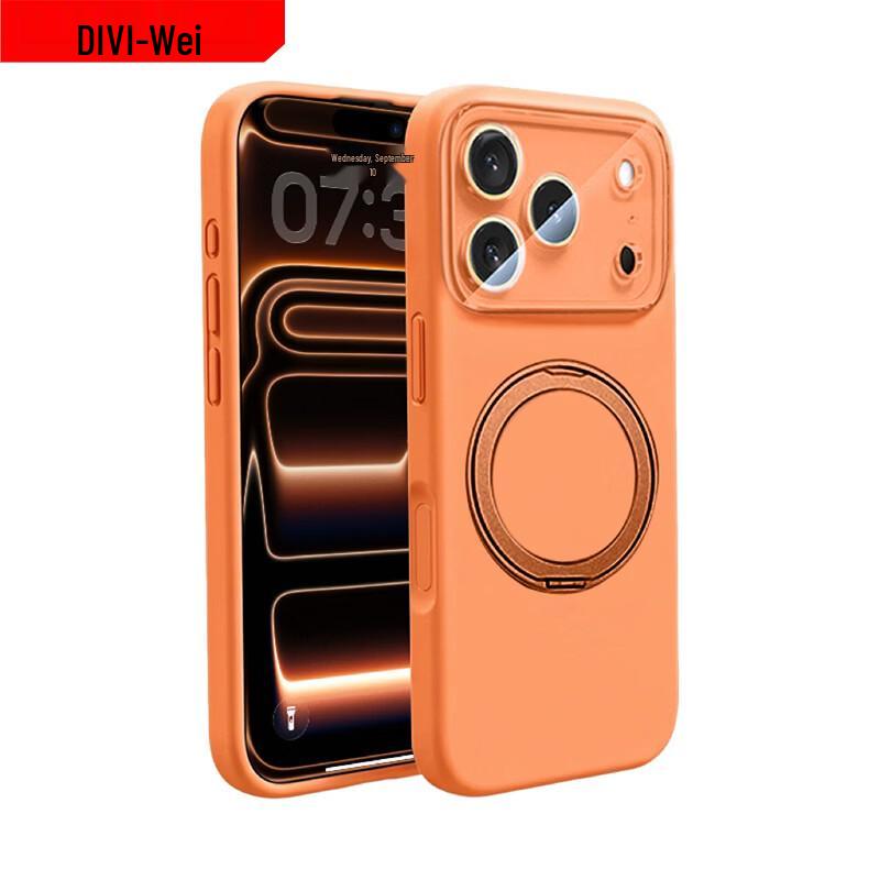 Жидкий силиконовый чехол DIVI для iPhone 17 Pro Max с вращающейся на 360° подставкой