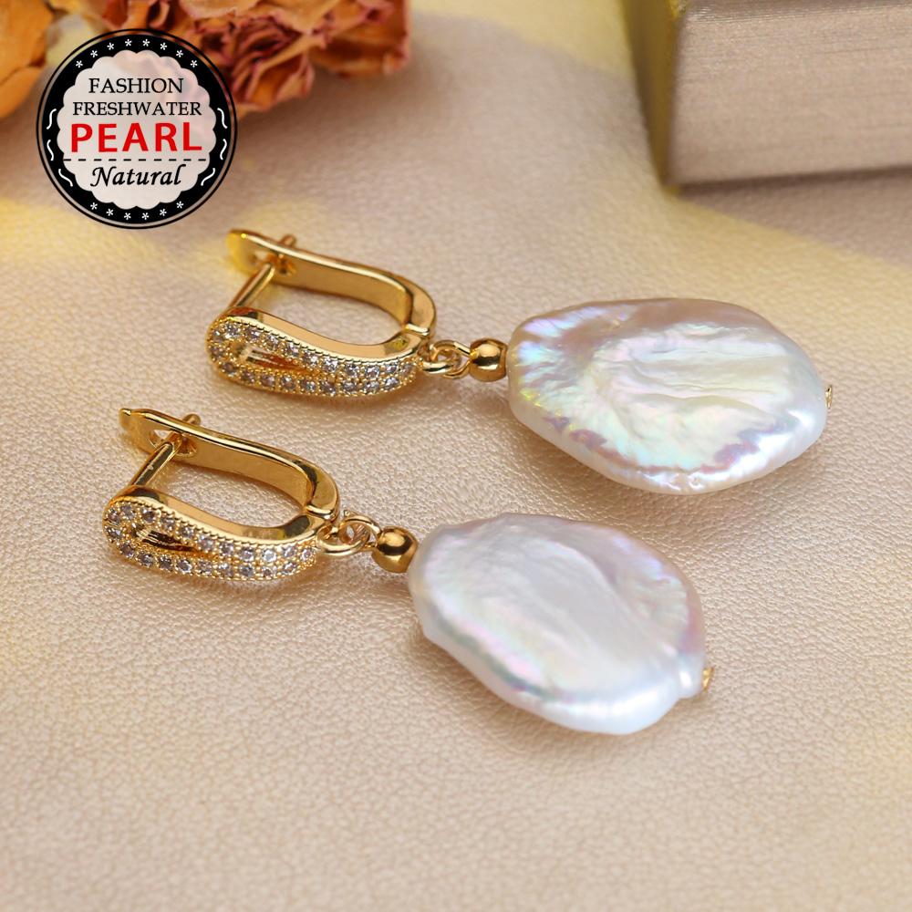 Серьги SENIKO с натуральным пресноводным большим жемчугом в стиле барокко, модные серьги-капли с кубическим цирконием и жемчугом для женщин, вечерние ювелирные изделия