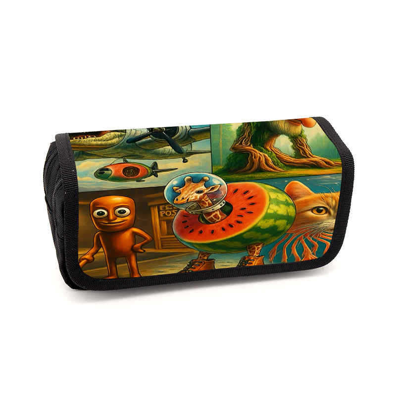 Brain rot pencil case Animation peripheral storage bag Stationery pencil case