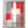 Красный Серый Белый Картина Маслом Абстрактные Геометрические Прозрачные Шторы Украшение Гостиной Оконные Шторы Кухня Тюль Вуаль Шторы