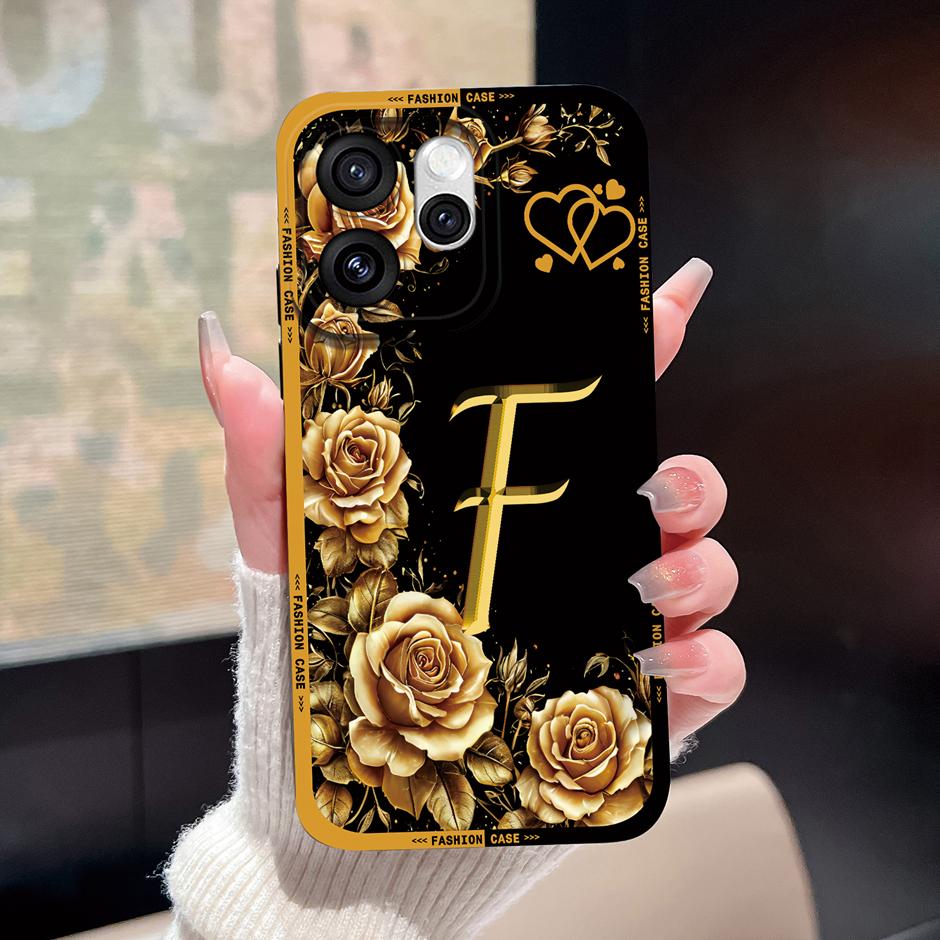 For Oppo Reno15 Pro Reno15 F Cases Luxury Rose 26 Letters Shockproof Silicone Cover For OppoReno15F Fundas OppoReno15 Pro Bumper
