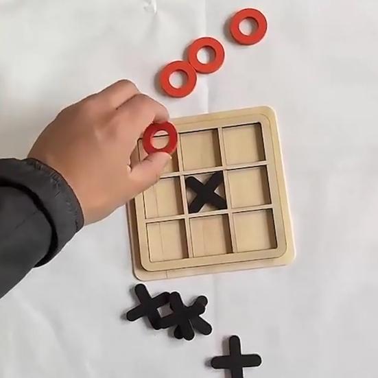 1 Set Tic-Tac-Toe Competitive-skill Decision-making Skill Brain-development Wood Logical Thinking Ability OX Chess Game Children Supply