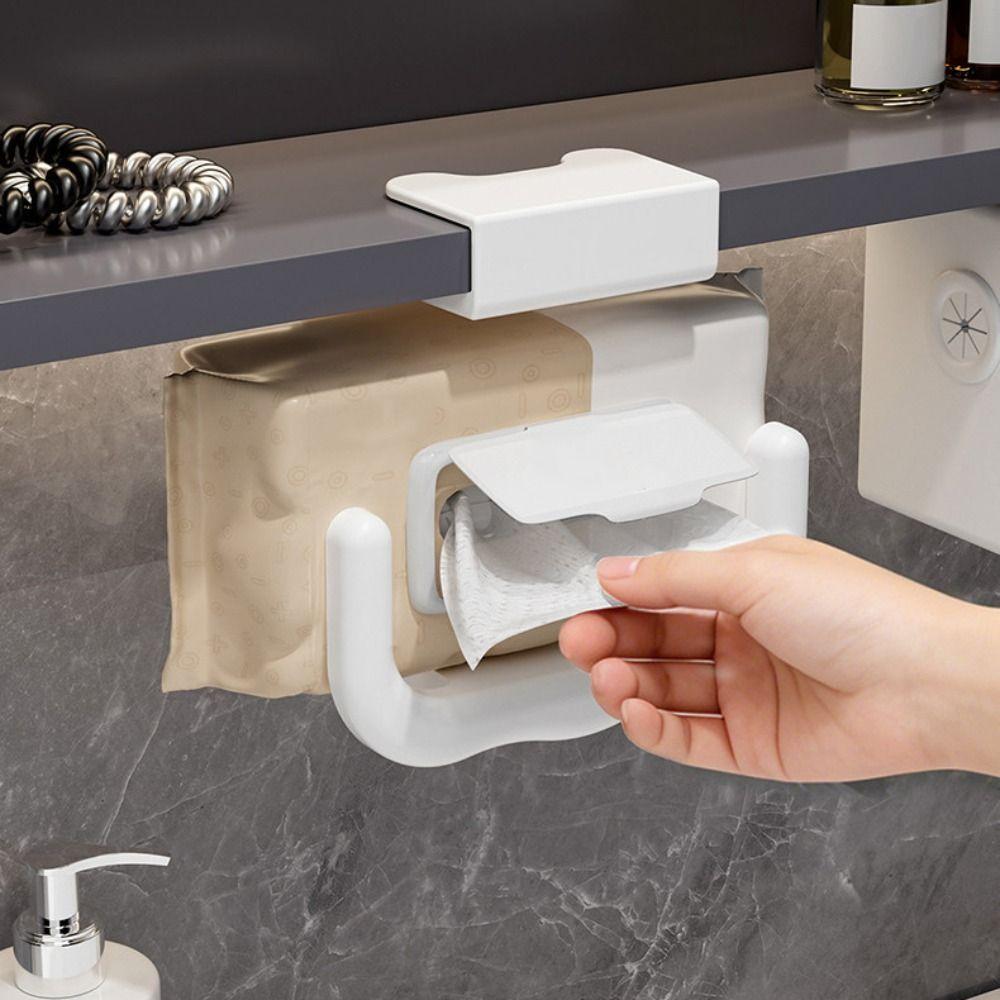 U-shaped Hanging Tissue Holder Punch-Free Paper Towel Container Wet Tissue Storage Rack Bathroom