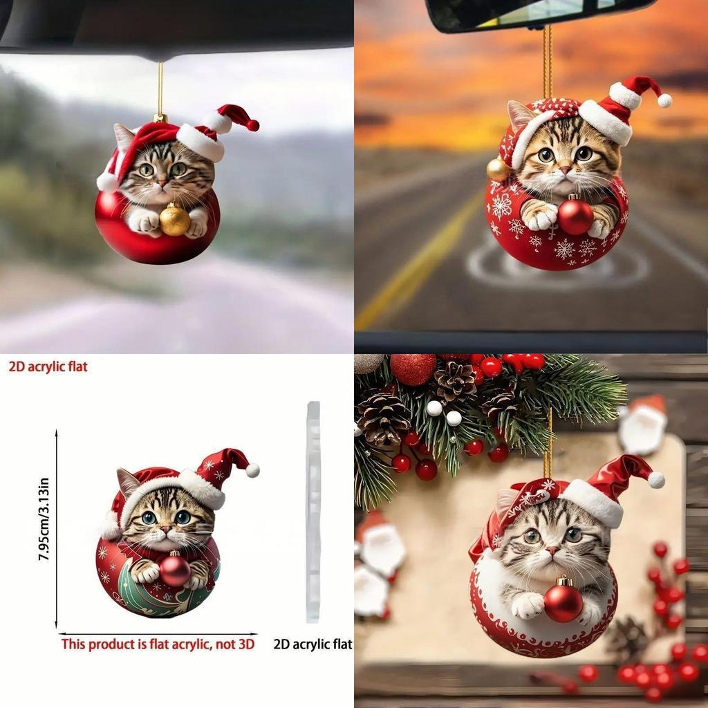 Car Interior Ornament Acrylic Cat Cartoon Style For Christmas Decoration And Holiday Gift