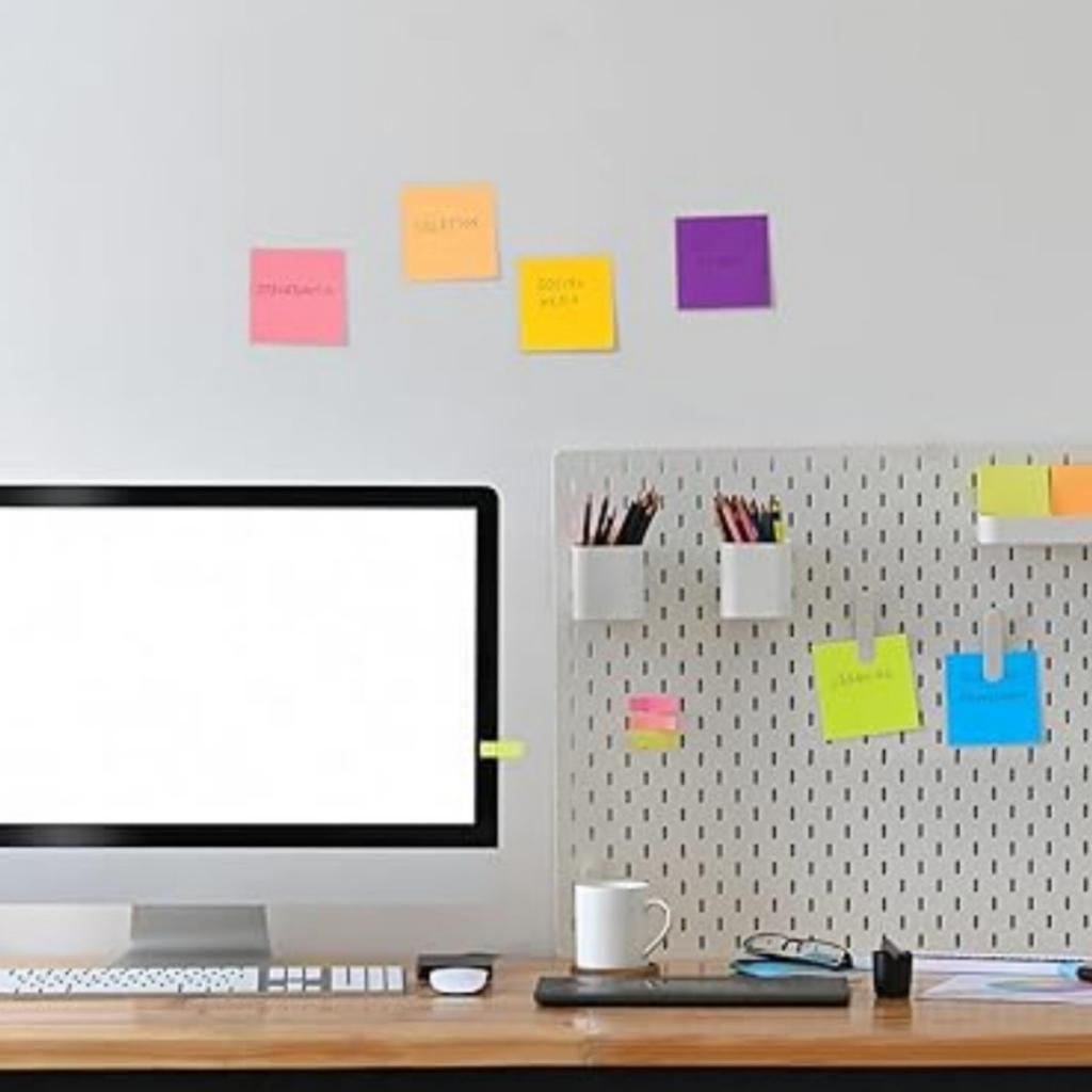 Bright Stick Note Pads 12 Pack 600 Sheets Sticky Notes Adhesive Self Stick Notepad Memo Pads for Office Home School Blank Book Supplies 50 Sheets/Pad