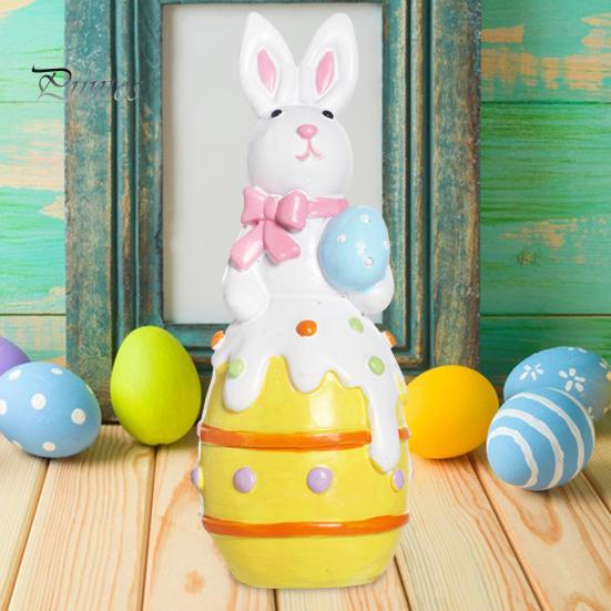 Статуэтка пасхального кролика, резиновые фигурки кроликов с цветком/яйцом/морковкой, настольные украшения для домашнего офиса, фермерского дома, весенний декор