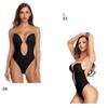 Women Shapewear Deep V-Neck Body Shaper Backless U Plunge Thong Shapers Waist Trainer Women's Clear Strap Padded Push Up Shapewear
