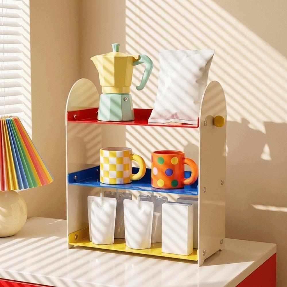 Large Capacity 3 Layers Desktop Storage Rack Dopamine Tea Bag Storage Rack Kitchenware