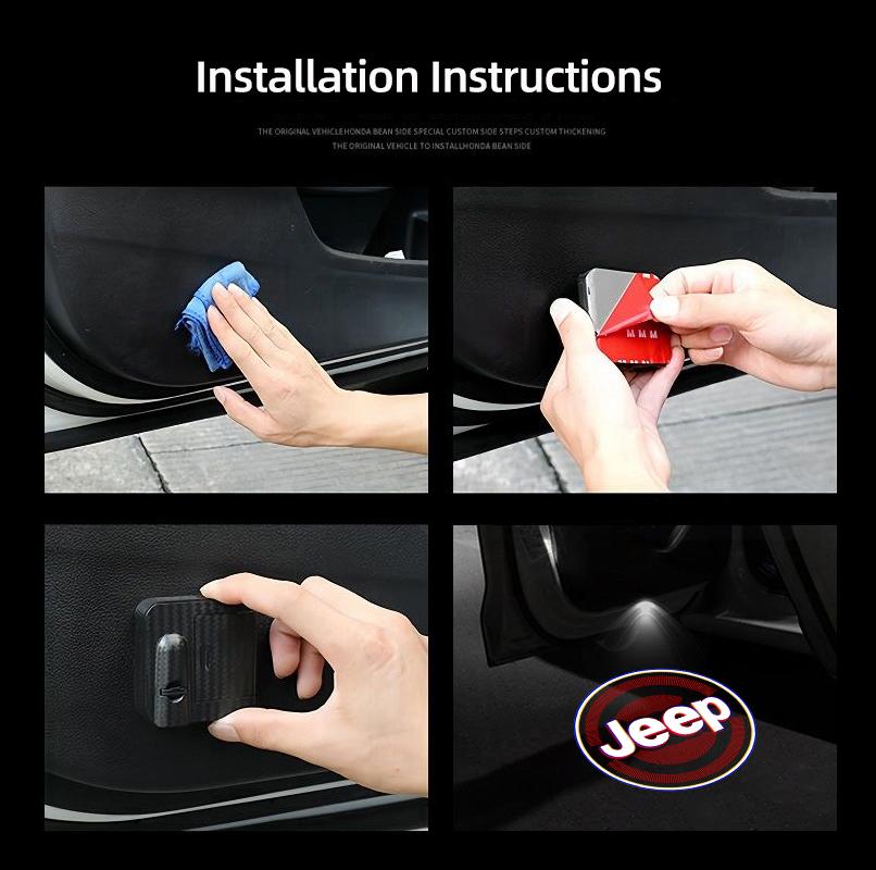 Car Door Projector Lamps Auto Logo Lights For Jeep Grand Cherokee Wrangler JK Gladiator Compass Renegade Wagoneer Avenger Recon AJP1