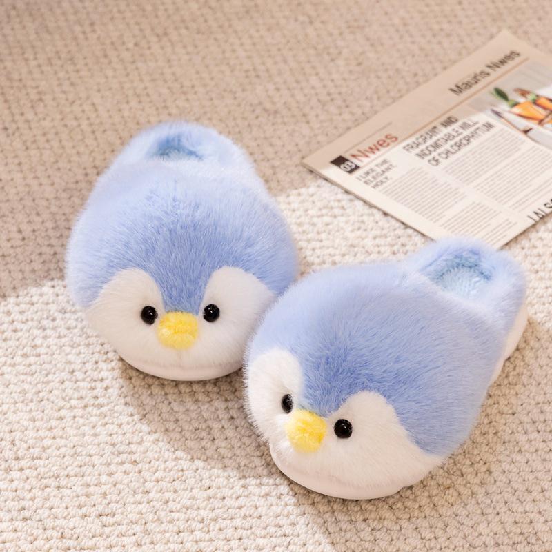 Women's Cozy Penguin Fuzzy Slippers - Non-Slip Soft Sole, Heel-Covered, Cotton House Shoes, Couple Style