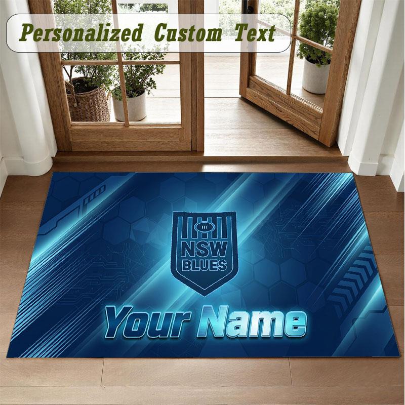 Crystal Velvet Square Rug Custom NameNSW Blues Pattern Non Slip Home Floor Decor Rug
