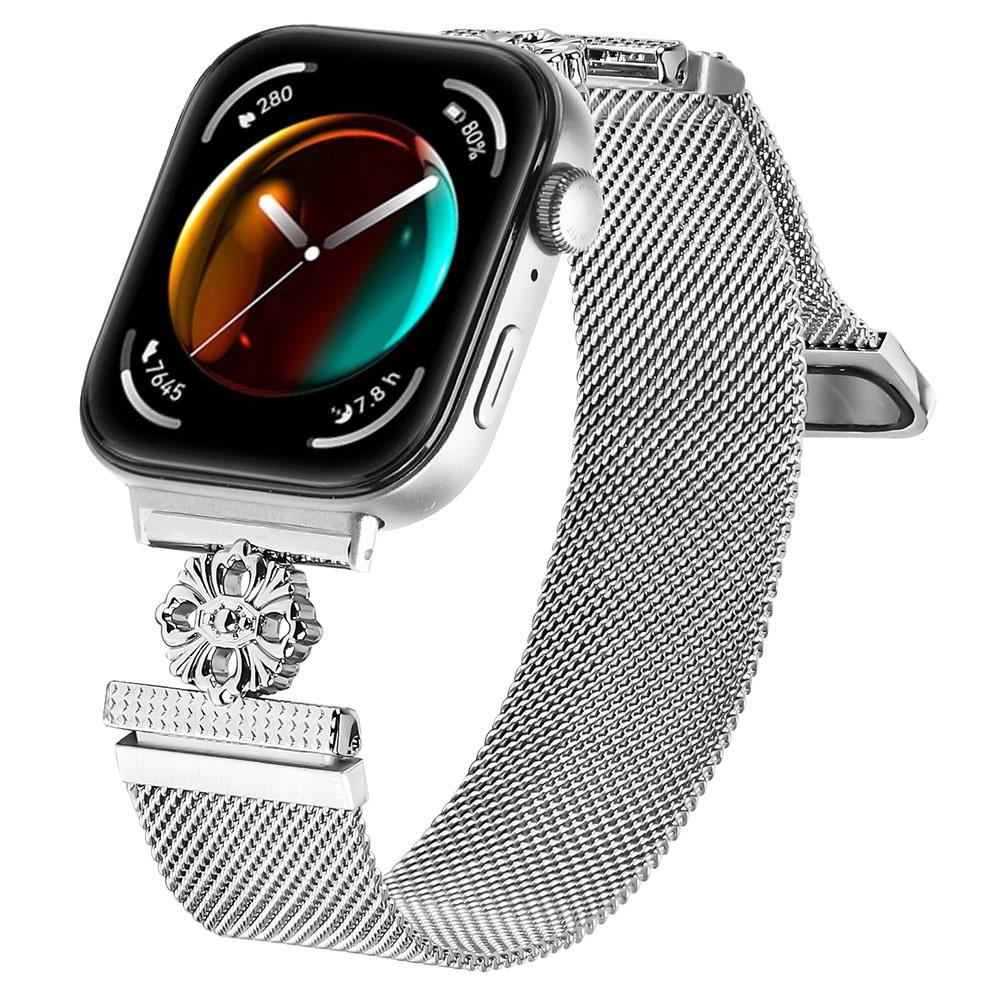 Для Huawei Watch Fit 3 Миланский ремешок Цветок Нержавеющая сталь Магнитный сетчатый ремешок для часов