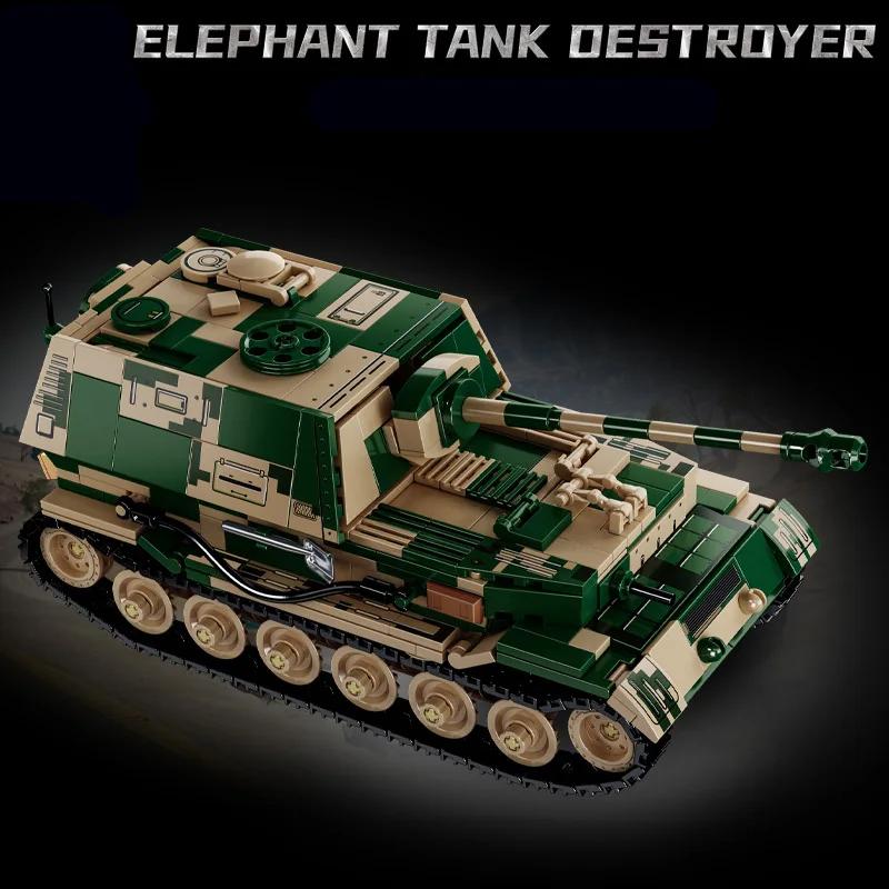 Вторая Мировая Война Военные Армейские Солдаты Вторая Мировая Война Jagdpanzer Tiger/P Истребитель танков Строительные Блоки Кирпичики Детская DIY Игрушка Рождественский Подарок