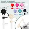 1pcs Flower Silicone Straw Covers For Cup Cute Silicone Flower Shape Drinking Dust Cap Straw Tips Cover Cup Accessories