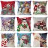 New Christmas Pillow Cover Snowman Print Pillow Cover Living Room Sofa Decorative Pillow