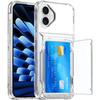 Чехол для iPhone 16 Plus PC+TPU Прозрачная накладка для телефона Держатель для карт Подставка