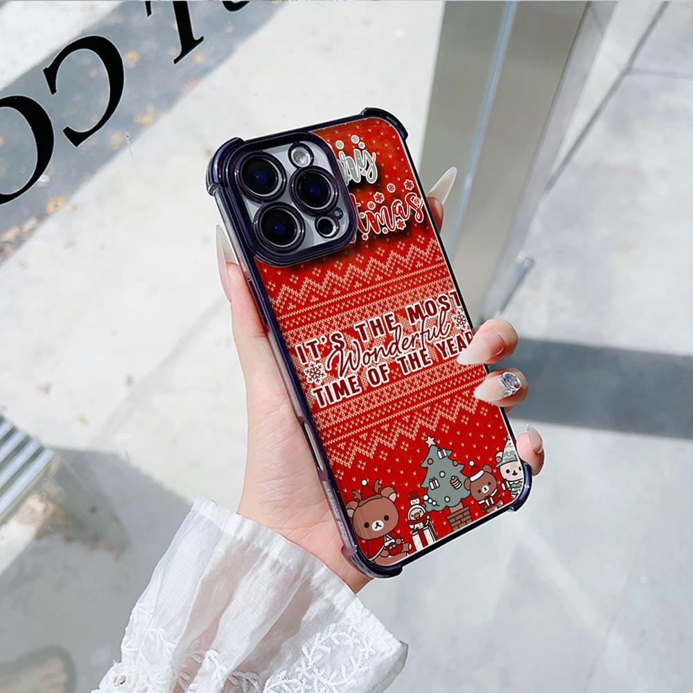 Чехлы для телефонов Ae117 Merry Christmas Happy New Year с гальваническим покрытием из ТПУ для iPhone 16 15 13 11 Pro Max Infinix Smart 8 с защитой на четыре угла
