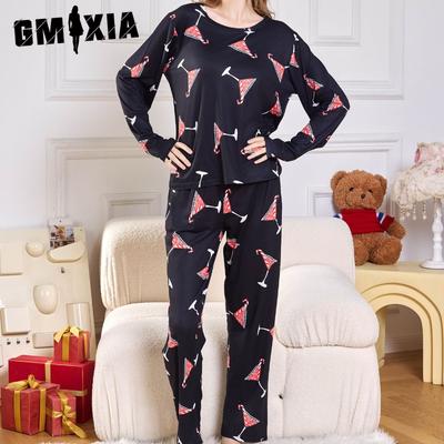 Женская пижама Рождественский мультяшный комплект из двух частей Домашняя одежда