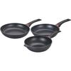 Set of 3 Frying Pans - All Heat Sources Including Induction - Baumalu - Cast Aluminum - Non-stick - 3 Pieces - Black