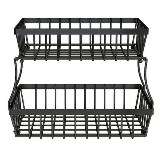 2-уровневая корзина для фруктов на столешнице с вешалками для бананов, большая вместительная прямоугольная подставка для хранения, миски, съемная кухня