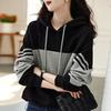 Autumn  Loose Casual Patchwork Hoodies Ladies Simple Fashion All-match Pullover Top Women Hooded Sweatshirt Female Clothes