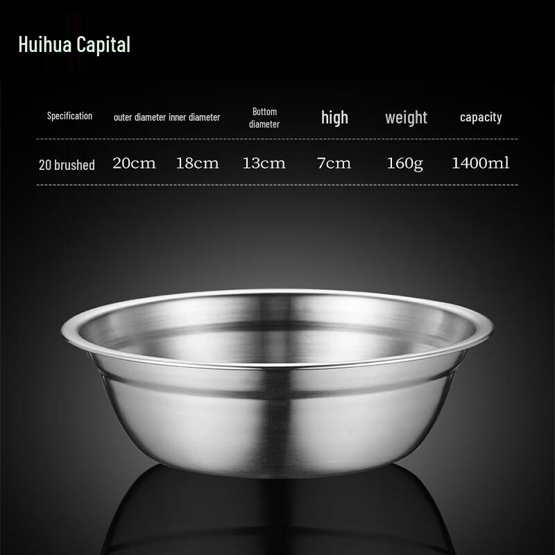 HUIHUADU 304 Stainless Steel Thickened Soup Bowl