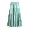 Women Summer Skirt Elastic High Waist Stitching Large Hem Skirt Solid Color Loose Fit Casual Skirt Streetwear