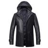 Middle-aged Genuine Leather Jacket Men's Casual Thickened Mid-length Leather Down Jacket Plus Velvet Jacket Hat Coat Winter