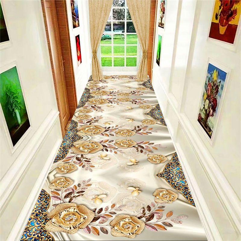 European Style Long Corridor Carpet Runner for Hotel Aisle Stairway Area Rug Lobby Entryway Floor Mats Wedding