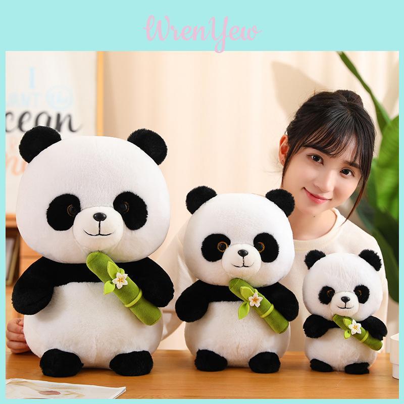 Lovely Panda Bear Soft Toy With Plush Short Fur And Bag Packaging