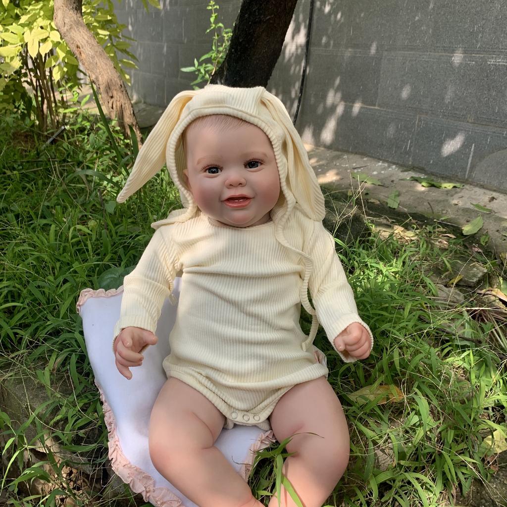 BZDOLL 3D Paint Skin With Vascular Vein 60CM Soft Silicone Smiling Reborn Baby Doll Toy For Girl Fat Princess Toddler Birthday Gift