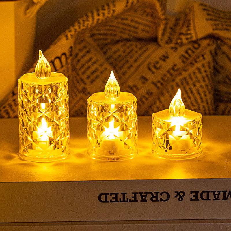 1pc Battery-Powered LED Crystal Flameless Tea Candle Light for Parties, Home Decor,Christmas Decorations