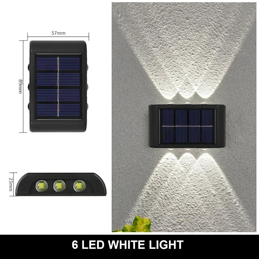 12/10/8/6/4/2 LED Solar Wall Lamp Outdoor Waterproof Up and Down Luminous Lighting for Garden Fence Decoration Sunlight Light
