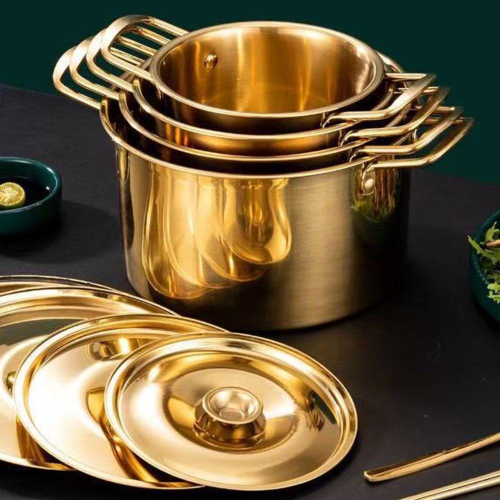 Углубленная корейская кастрюля для рамена из нержавеющей стали, кастрюля для приготовления супа, кухонная посуда, кастрюля для тушения, кастрюля для хот-пота