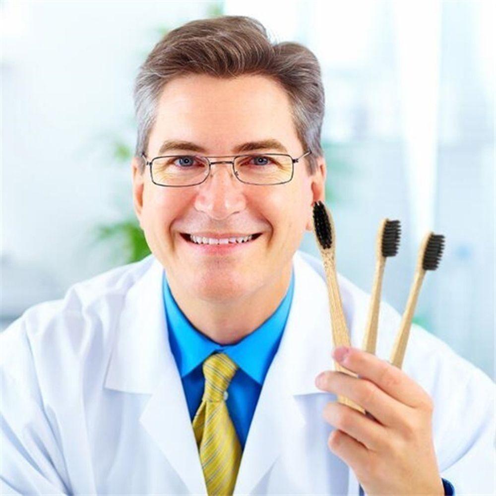 Взрослая радужная разноцветная зубная щетка для ухода за полостью рта из бамбука Экологичная мягкая волокнистая щетина