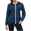 Women's Fashion Solid Color Zipper Hoodie Outdoor Hiking Rainproof Jacket
