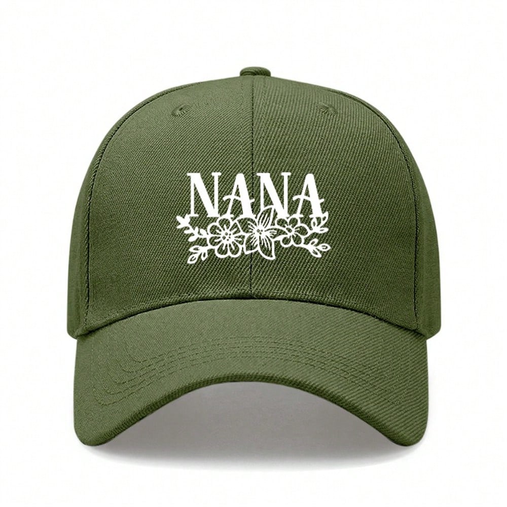 Black Baseball Cap - Letter "NANA" Print Polyester Adjustable Breathable Curved Brim Sun Protection Casual Outdoor Sports For Grandma Gift