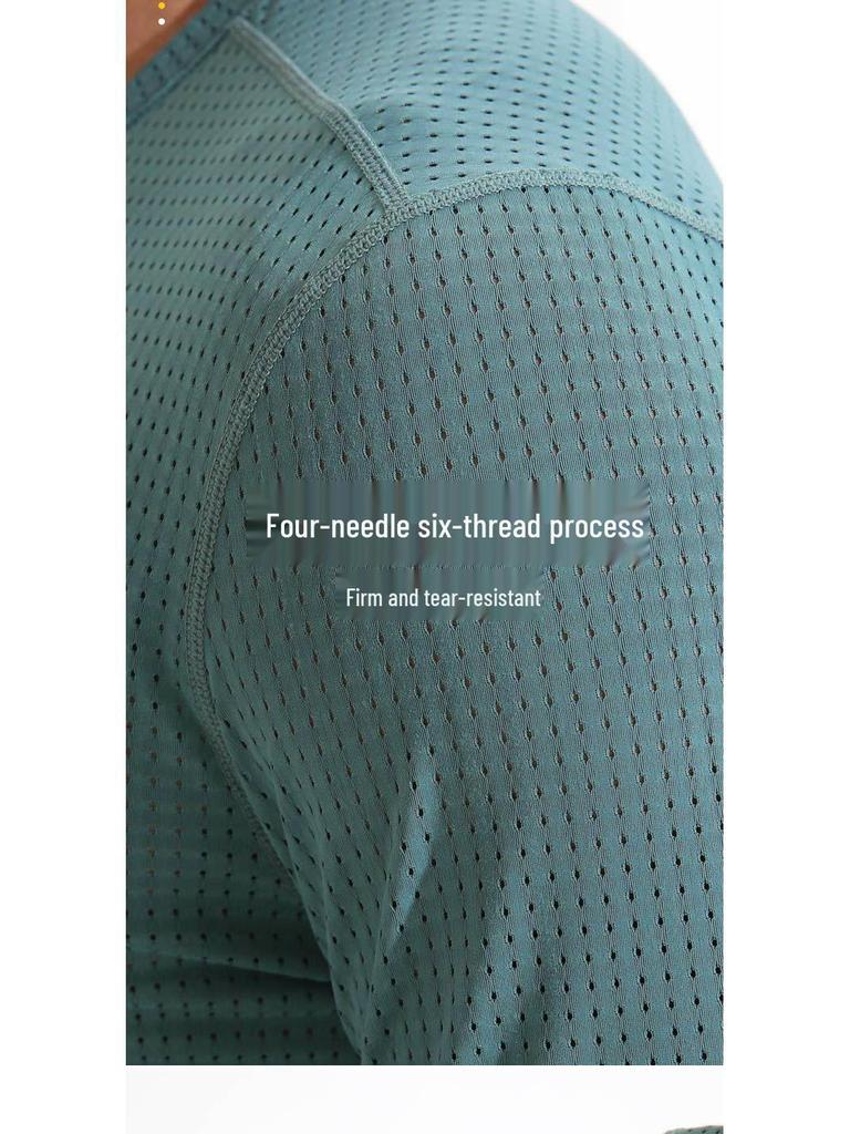 Мужская спортивная футболка из ледяного шелка с быстрой сушкой - Дышащая, Влагоотводящая, С коротким рукавом, С круглым вырезом.