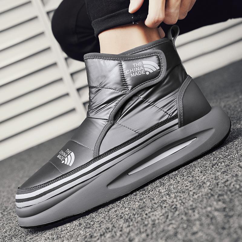 Модная зимняя обувь для мужчин, меховые теплые удобные зимние ботинки, водонепроницаемые, пуховые, высокие, на платформе, теплые походные ботинки черного цвета