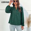 Spring and Autumn Women's Shirt Long Sleeve Polka Dot Design Shirt Top