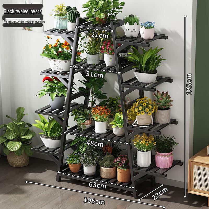 Solid Wood Multi-Tier A-Frame Plant Stand