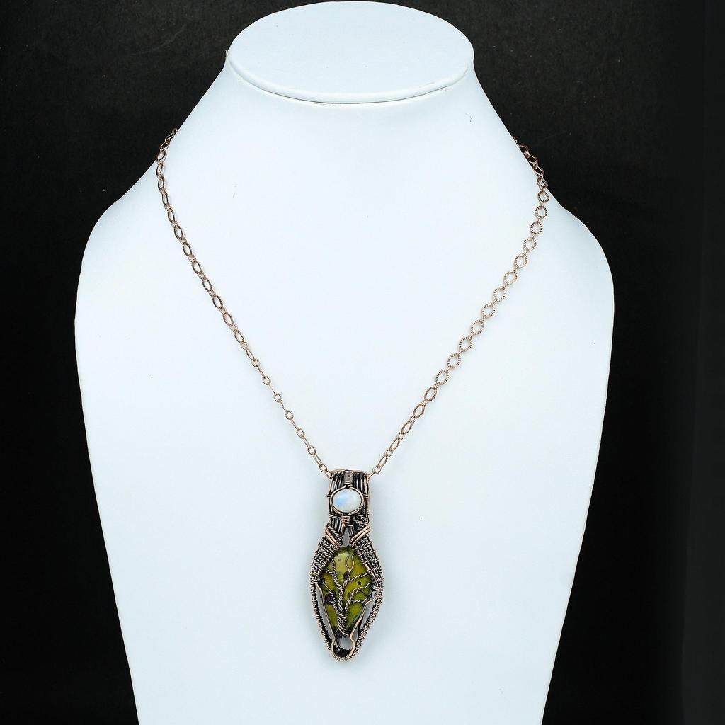 Дерево жизни стихтит медная проволока обернутая подвеска радужная лунная бижутерия дизайнерская подвеска ручной работы стихтит драгоценный камень ювелирные изделия для женщин