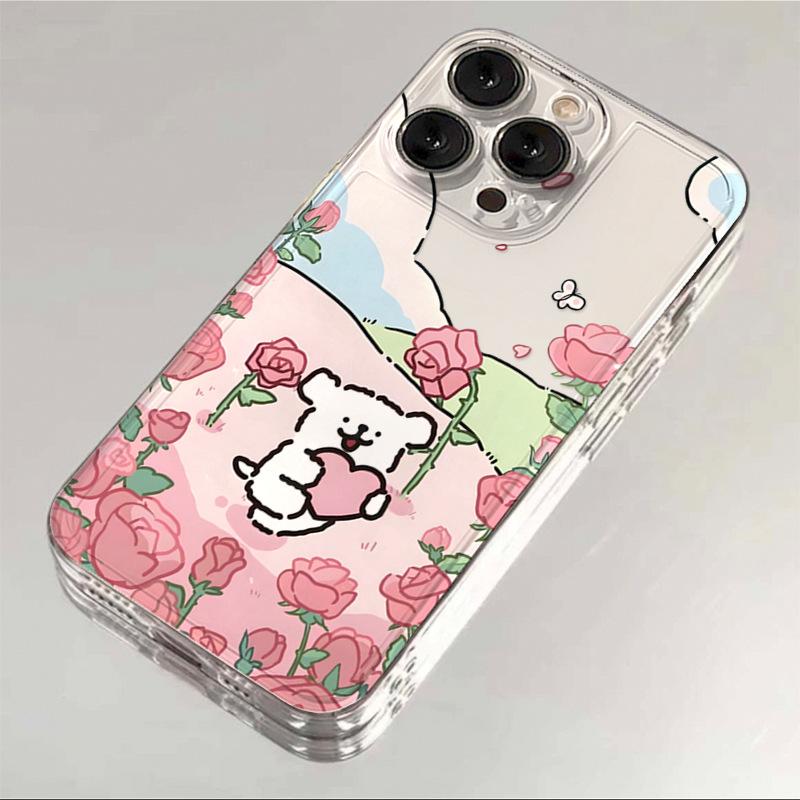 Cute Shaggy Dog Couple Print Phone Case for iPhone 17 16 15 14 13 12 11 16E Series Pro Max Plus Double Layer Protection