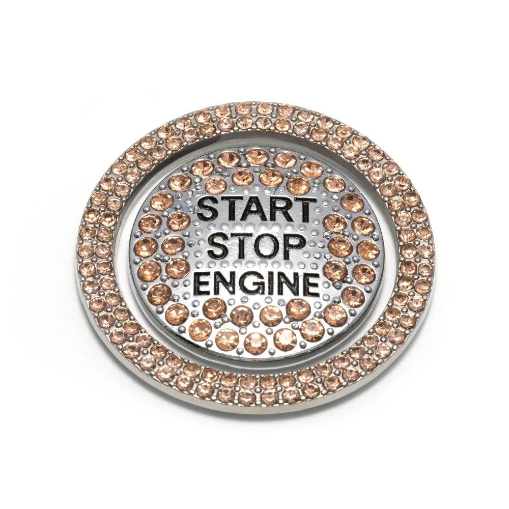1 комплект, кольцо и кнопка, автомобильная блестящая наклейка для запуска и остановки двигателя в один клик, универсальная металлическая декоративная крышка со стразами