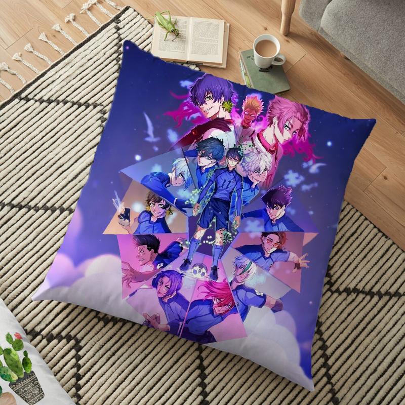 Наволочка с квадратным рисунком аниме «Blue Lock» с принтом «Isagi Yoichi Nagi Seishiro», мягкая, дышащая, для декора спальни, для фанатов