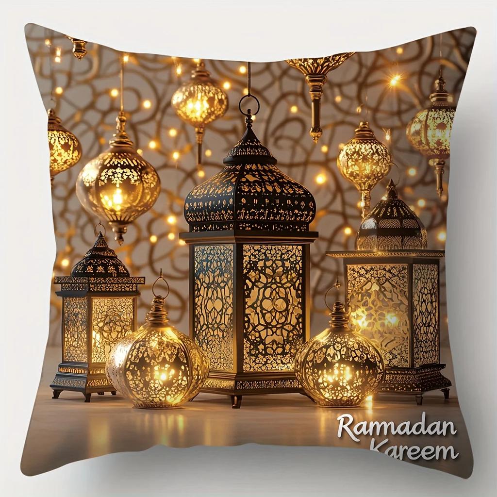 Vikama Ramadan Pillowcase Square Ramadan Blessings, Islamic Eid Decor Suitable For Living Room Sofas, Home Decor