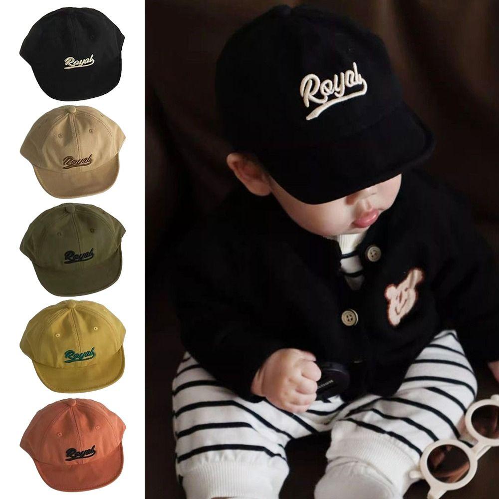 Letter Embroidery Children's Hat Solid Color Sun Protection Cap Boys Girls Caps Peaked Hats