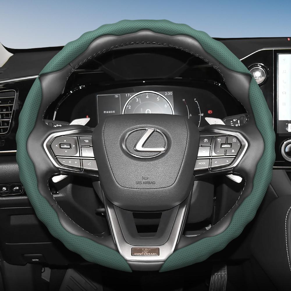Чехол на руль для Lexus, Спортивный дизайн в форме волны, Дышащая кожа, Сегментированный, Нескользящий, Впитывающий пот, Защитный чехол, Rx Nx E